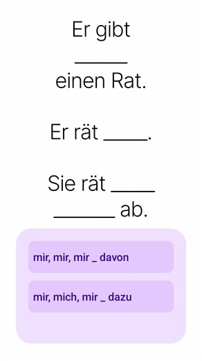 Pronomen, mich mir, er rät es mir, rät davon abArtikel Übungen #deutsch #learngerman #deutschlernen