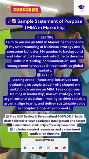 🎓📈 Sample Statement of Purpose | MBA in Marketing #marketing