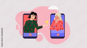 Psychological support from friend video concept. Young girl helps characters with depression and anxiety. Online psychotherapy or solution for mental disorders. Flat graphic animated cartoon