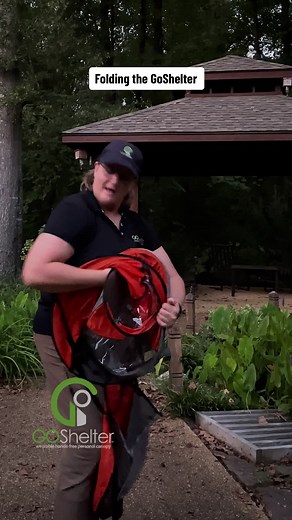 Folding the GoShelter #thegoshelter #handsfree #raincover #folding #shelter #instructions #demonstration