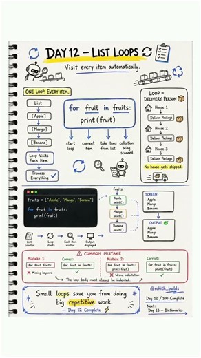 Python loop trick nobody teaches 🚚 One loop visits EVERYTHING! | Day 12/100: Python → AI Engineer