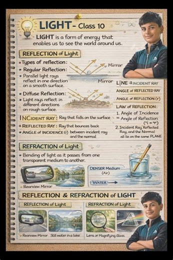🔦 Light – Reflection & Refraction | Class 10 Physics