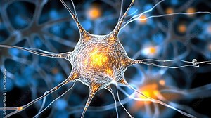 Microscopic view of a neuron, the basic unit of the nervous system