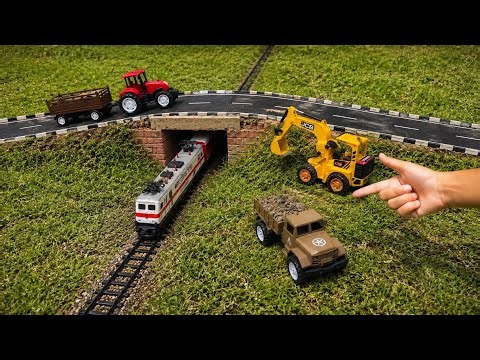 Build a concrete Train Bridge Using Bricks | Jcb Vs Wap 7 Locomotive Crash | Railking Train Model 