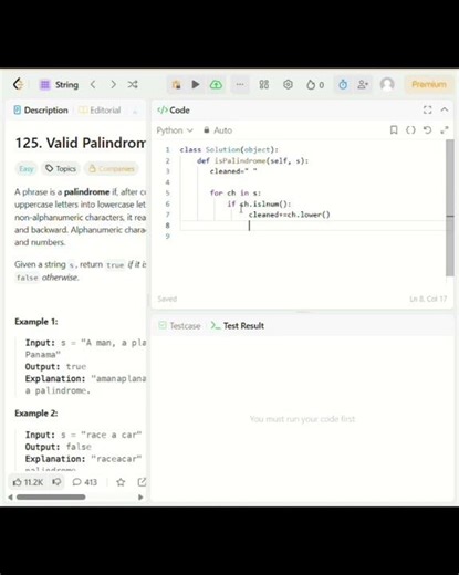 Valid Palindrome|LeetCode 125| String Cleaning Approach #coding #python #programming #leetcode