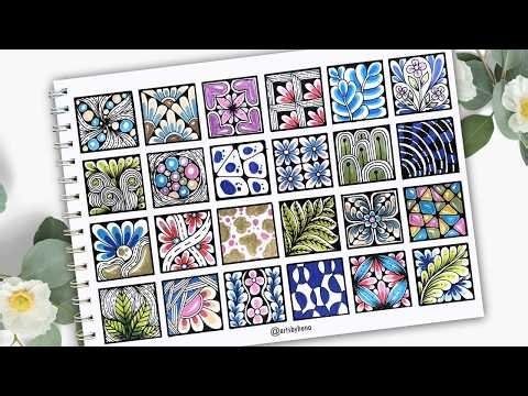 24 Easy Colorful Zentangle® Patterns For Beginners🌼Rectangle Zentangle® patterns🌼Zentangle® Art