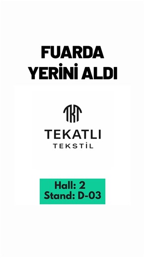 Akdeniz Tekstil Fuarı on Instagram: "Tekatlı Tekstil, Akdeniz Tekstil Fuarı 2026’da Yerini Aldı! Tekatlı Tekstil, hazır giyim ve tekstil üretimi alanındaki güçlü imalat altyapısıyla Akdeniz Tekstil Fuarı 2026’da yerini aldı. 14–17 Ocak 2026 tarihlerinde Mersin’de, toptan alıcılara yönelik üretim çözümlerini yakından keşfedin. 🎟️ Bio’daki linkten ÜCRETSİZ online biletinizi hemen alın! EN ⬇️ Tekatlı Tekstil Took Its Place at Akdeniz Textile Fair 2026! Tekatlı Tekstil is exhibiting at Akdeniz Text
