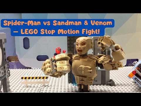 Spider Man vs Sandman & Venom – LEGO Stop Motion Fight! Jeremy the Stormtrooper Appears!