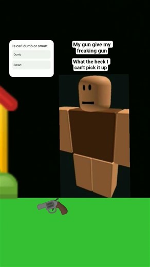 Carl accidentally drop his gun and she cannot pick it up becuse she is dumb or smart v2#roblox#npc