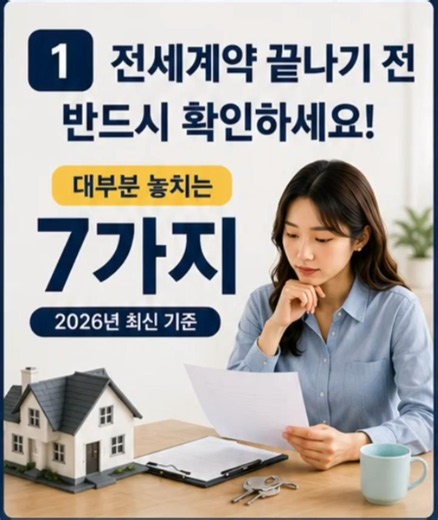 전세계약 종료 전 확인사항 7가지｜2026년 보증금 반환 전 꼭 체크하세요#전세계약 #전세계약종료 #보증금반환 #전세보증금 #부동산 #임대차계약 #이사준비 #2026부동산