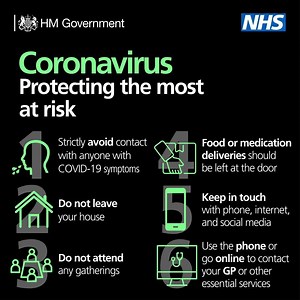 People with serious underlying health conditions face the highest risk from #coronavirus. See below the steps we want those most at risk from #COVID19 to take. People with serious underlying health conditions will be receiving further detailed information from their GP or specialist. Read the full guidance ⬇️ https://www.gov.uk/government/publications/guidance-on-shielding-and-protecting-extremely-vulnerable-persons-from-covid-19 | Department of Health and Social Care - DHSC
