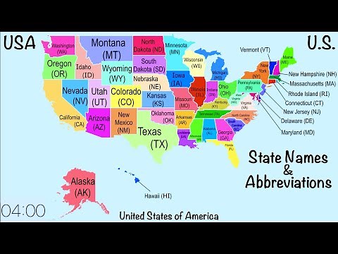 🔴 50 USA State Name, Abbreviation, Map Location, Shape. U.S. United States of America Geography US 🔴