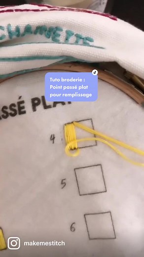 Tuto broderie pour apprendre le point passé plat 🪡 Un poing de remplissage facile à reproduire 😊 A vous de jouer ! #broderie #tutobroderie #foryou #pourtoi #embroidery #tuto