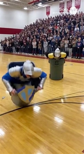 Garbage can race face plant #funny #school #assembly #highschool #funnymoments