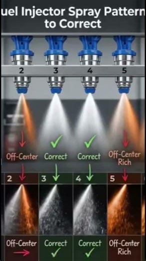 fuel injector spray pattern to correct