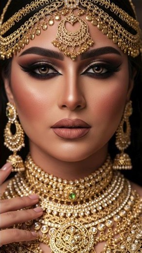 Dark Luxury Arabic Bridal Glam ✨ Royal Smokey Eyes & Gold Bridal Look | Cinematic 4K Bridal Series