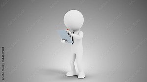 3D Man Making Notes in a loop