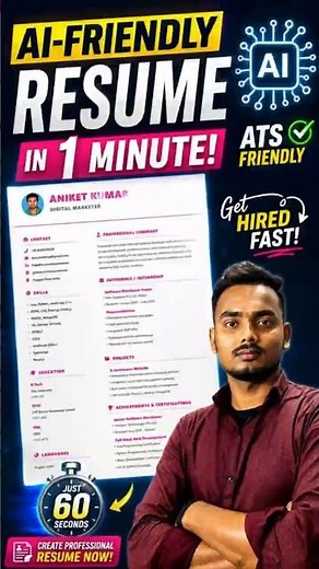 🚀 Create a Professional ATS-Friendly Resume in Just 1 Minute! #resume #cv #ats
