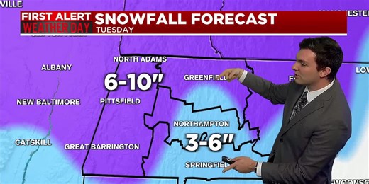 Sunny & Breezy Monday, Snow on Tuesday