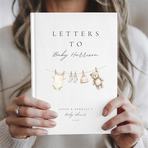 Personalized Baby Shower Guest Book Custom Letters to Baby Memory Keepsake Made With Love Advice for New Moms Customizable Baby Shower Book - Etsy