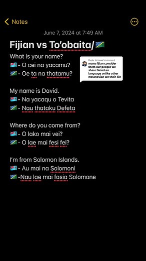 Discovering the Linguistic Similarities of Itaukei & To’obaita Language in North Malaita