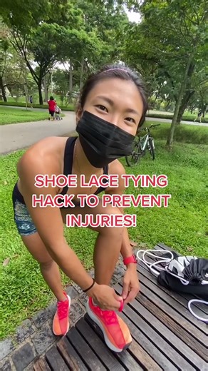 How to tie your running shoe lace to prevent injury! #lifehack #runningshoes #tutorial #tiktoksg #foryou