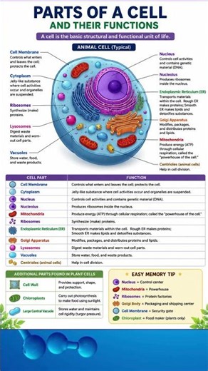 Cell Organelles and Their Functions | Animal cell | Biology Quick Revision #shorts