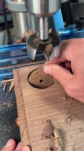 Drilling some 2” holes in walnut with a Diablo forstner bit #diablotoolsambassador #woodworking #tools #maker