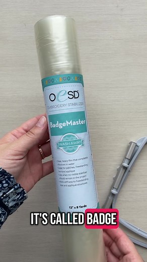 Replying to @Vanessa meet one of our favorite water soluble stabilizers — BadgeMaster! It dissolves in warm water, is sink safe, and is great for appliqué patches and other freestanding projects. Check out the 🔗 in our b!o to see more! #embroiderysupplies #machineembroiderytips #machineembroidery
