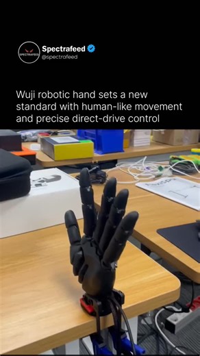 𝗦𝗽𝗲𝗰𝘁𝗿𝗮𝗳𝗲𝗲𝗱 on Instagram: "The latest Wuji robotic hand is a high-dexterity, five-finger anthropomorphic robotic hand designed primarily for humanoid robots, manipulation research, and advanced teleoperation. It features 20 active degrees of freedom (DoF), with direct-drive micro brushless motors embedded inside each finger joint, avoiding tendon or cable mechanisms. This design significantly reduces mechanical backlash, friction, and maintenance complexity while improving control acc