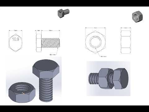 SolidWorks Tutorial - Nut & Bolt Design Sketch, Extruded Boss, Swept Cut