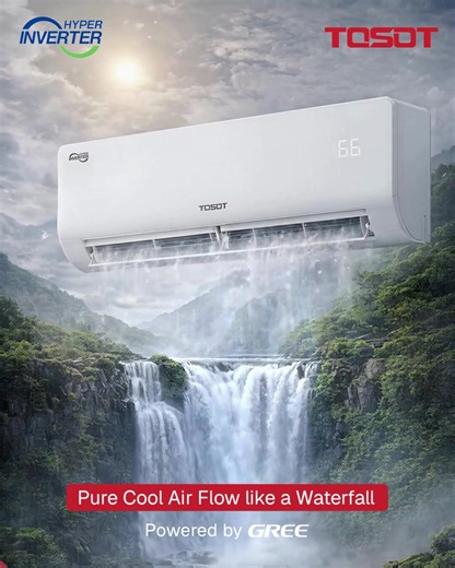 Bring the refreshing coolness of a natural waterfall right into your home. 🌊❄️ Experience powerful, clean, and whisper-quiet airflow with the TOSOT Hyper Inverter AC. सुन्दर, शान्त र शीतल नेपाल! 🇳🇵 #TOSOT #HyperInverter #PureCoolAir #PremPadma #GREE