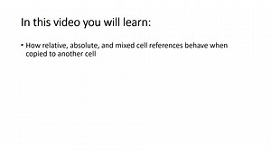 Watch Relative, Absolute, and Mixed Cell References in Microsoft Excel 2016 on Amazon Live
