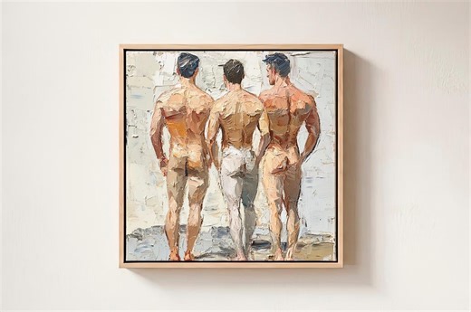 Three Male Figures Impasto Oil Painting Gay Artwork Male Bodies Wall Art Gay Decor Modern Nude Male Body Art by Artsenya - Etsy UK