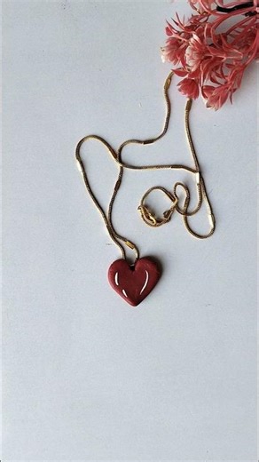 Creative Clay Art Ideas | DIY Valentine's Day Gift | Clay Heart Necklace #shorts #diyclay #artwork