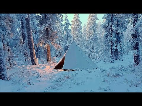 - 15 Winter Camping in Nordic Wilderness. Hot Tent Camping