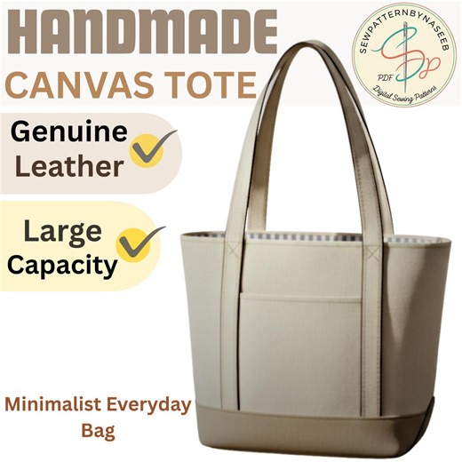 Canvas Tote Bag Sewing Pattern – Minimalist Large Capacity Shoulder Bag (PDF Download) - Etsy