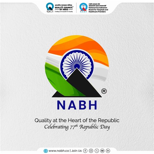 1.2K views · 36 reactions | A healthy nation is built on quality and a trusted healthcare ecosystem. On the 77th Republic Day, NABH upholds its commitment to strengthening India through robust standards and by building a safer, quality-driven, and more inclusive healthcare ecosystem for the nation. #HappyRepublicDay #77thRepublicDay #QCI #NABH Quality Council of India | NABH- National Accreditation Board for Hospitals and Healthcare Providers | Facebook