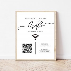 Custom Wifi Sign Printable, Scan to Connect QR Code, Canva Editable Home, Airbnb, Cottage, Salon, Office, Cafe Wi-fi Sign Digital Download - Etsy