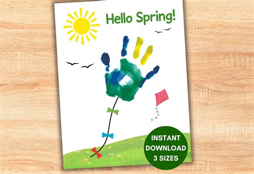 Spring Handprint Art for Kids, Butterflies Bees Kite Craft Keepsake, Hand Print Baby Toddler Homeschool Daycare Preschool Printable Activity - Etsy