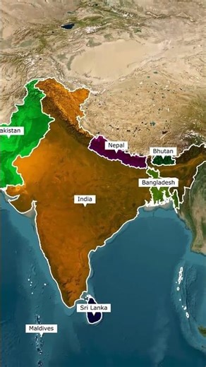 SAARC countries through Map #saarccountries #saarc #india #bangladesh #myanmar #nepal #bhutan #ias