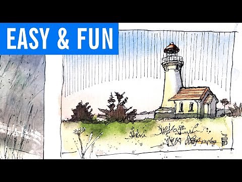 How to Draw a Lighthouse - SIMPLE Watercolour