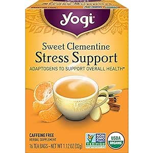 Yogi Tea Sweet Clementine Stress Support Tea, USDA Certified Organic, Non-GMO, 16 Tea Bags per Pack (6 Packs)