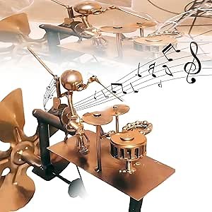 Handmade Metal Drummer Windmill – Outdoor Kinetic Garden Spinner, Wind-Powered Music Sculpture for Yard Decor, Rock Drummer Gift for Musicians, Gardeners & Lawn Art Enthusiasts