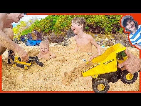 Toy Dump Truck Buries Axel and River