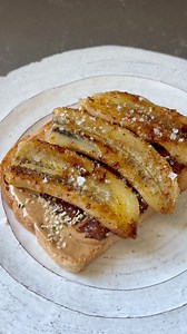 Caramelized Banana PB & J Toast ✨ Sourdough toast, creamy peanut butter, Raspberry preserves/jam, hemp seeds, banana, cinnamon, coconut sugar, flaky salt #breakfastideas #breakfast | healthymoodsf