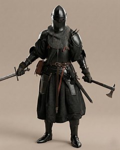 Dark Medieval Knight Full Armor Suit With Black Tunic Chainmail, Helmet & Steel Plates | Viking Crusader Costume | LARP Cosplay Armor Set - Etsy