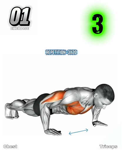 977K views · 25K reactions | Push-Up Challenge for Chest & Triceps  | Can You Handle It? This isn’t just a workout — it’s a real physical challenge!  Push yourself to the limit with this powerful push-up routine that targets your chest and triceps for maximum strength and muscle growth. Try it now and prove your strength! #PushUpChallenge #ChestWorkout #TricepsWorkout #HomeWorkout #FitnessMotivation #fitness #home | Fit-workout body | Facebook