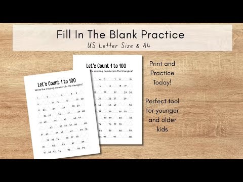 Counting 1–100 Numbers Worksheet Printable | Fill in the Activity | Classroom, Homeschool, Study