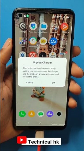 unplug charger realme/unplug charger alien object or liquid detected realme #shortvideo #shortsvideo
